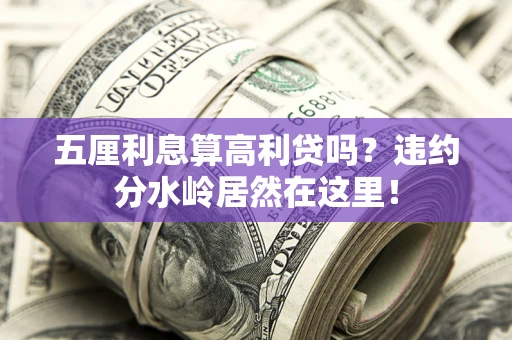 武汉五厘利息算高利贷吗？违约分水岭居然在这里！